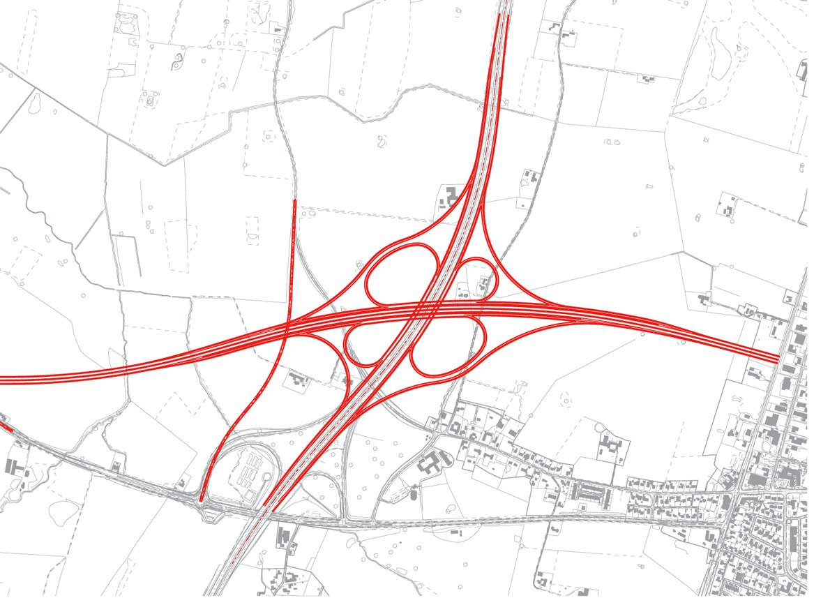 Tilslutningen til Sydmotorvejen kan også anlægges som en 'kløverbladskryds'. Det koster 180 mio. kr. ekstra.