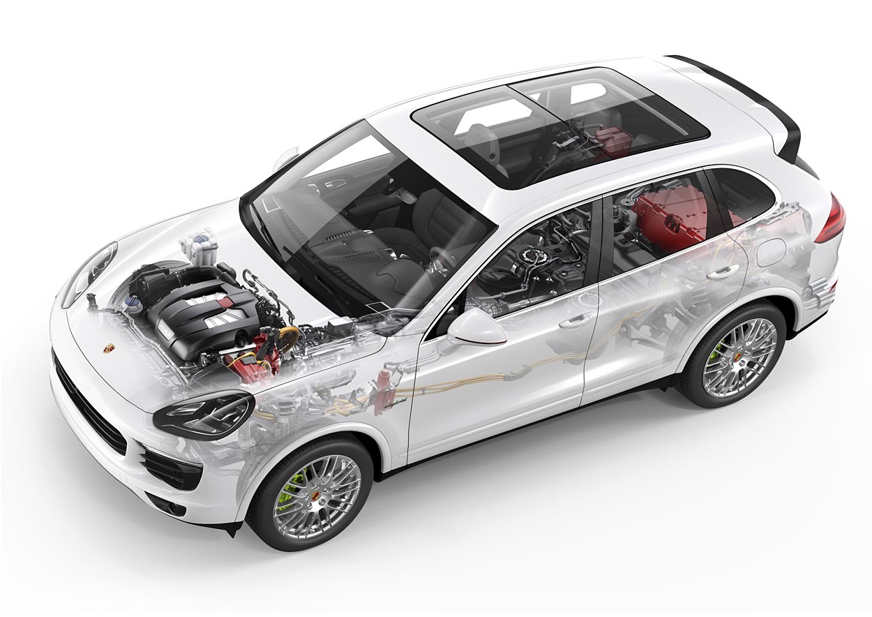 Porsche Cayenne S E-Hybrid under overfladen.