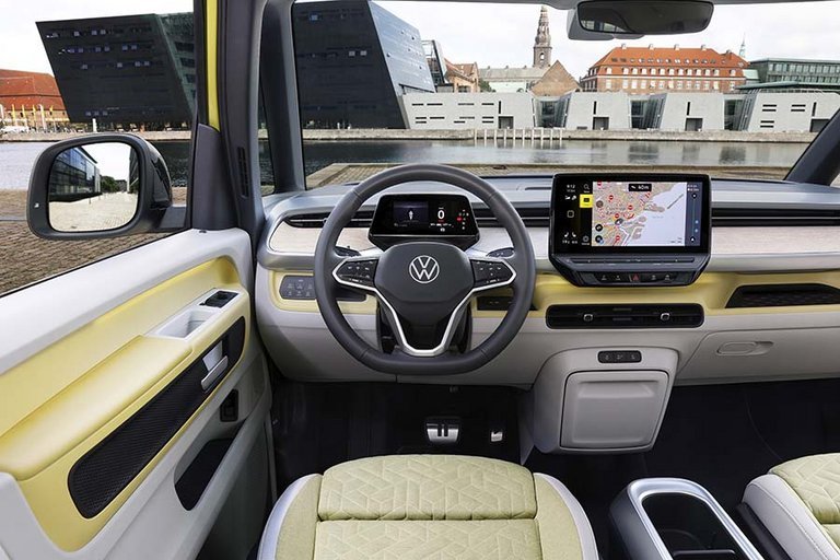 VW ID.Buzz-førerpladsen er udformet med samme princip som i de mindre ID-modeller