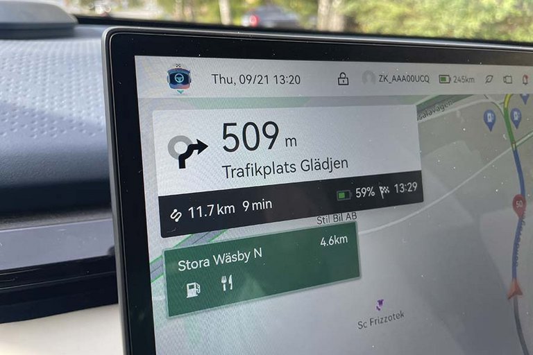 Skærmen i en Zeekr X elbil