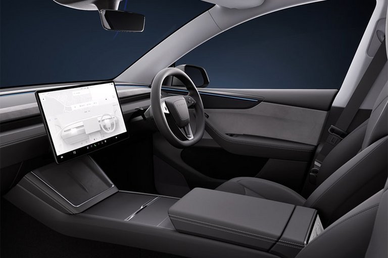 Interiør i faceliftede Tesla Model Y fra 2025.