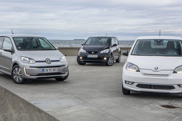 De tre elbiler Seat Mii Electric, Skoda Citigo-e og VW e-Up er grundlæggende helt identiske teknisk set, men har alligevel synlige forskelle for og bag.