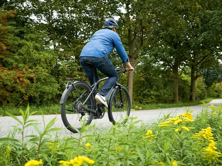 Cyklist på speed pedelec.