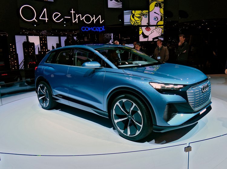 Audi Q4 E-tron ved verdenspremieren i Genève.