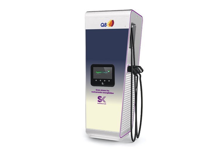 En mockup-udgave af Q8's kommende 150 kW-lader.