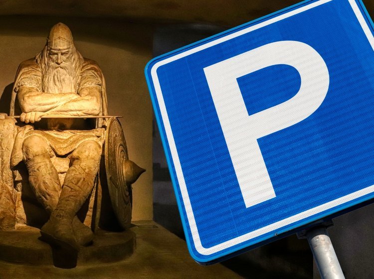 Billede af Holger Danske og P-skilt