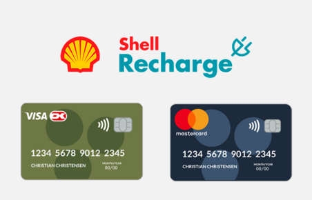 dankort og mastercard side om side med logo fra shell